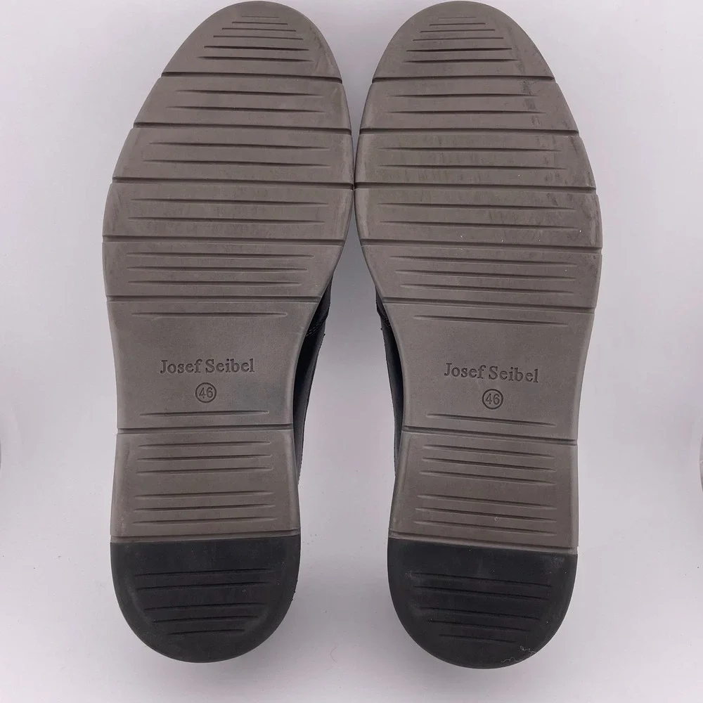 Josef Seibel Alastair Westin Kombi‎ Black Leather Slip On Loafers Shoes Size 46